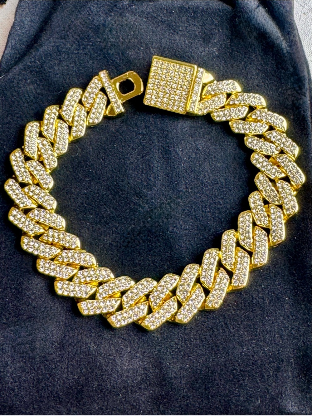 Invicta Elements Ultra Iced Out Cuban Chain Bracelet Gold-tone NWT